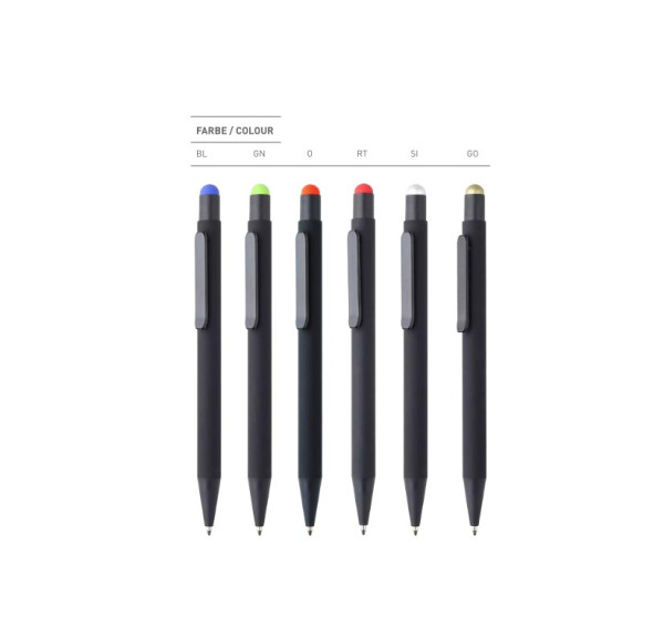 Penko - Kugelschreiber FLORES Soft & Touch Black aus Metall