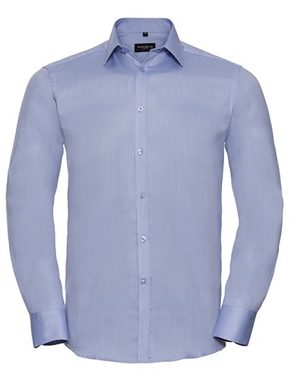 Russell Collection - Men´s Long Sleeve Tailored Herringbone Shirt