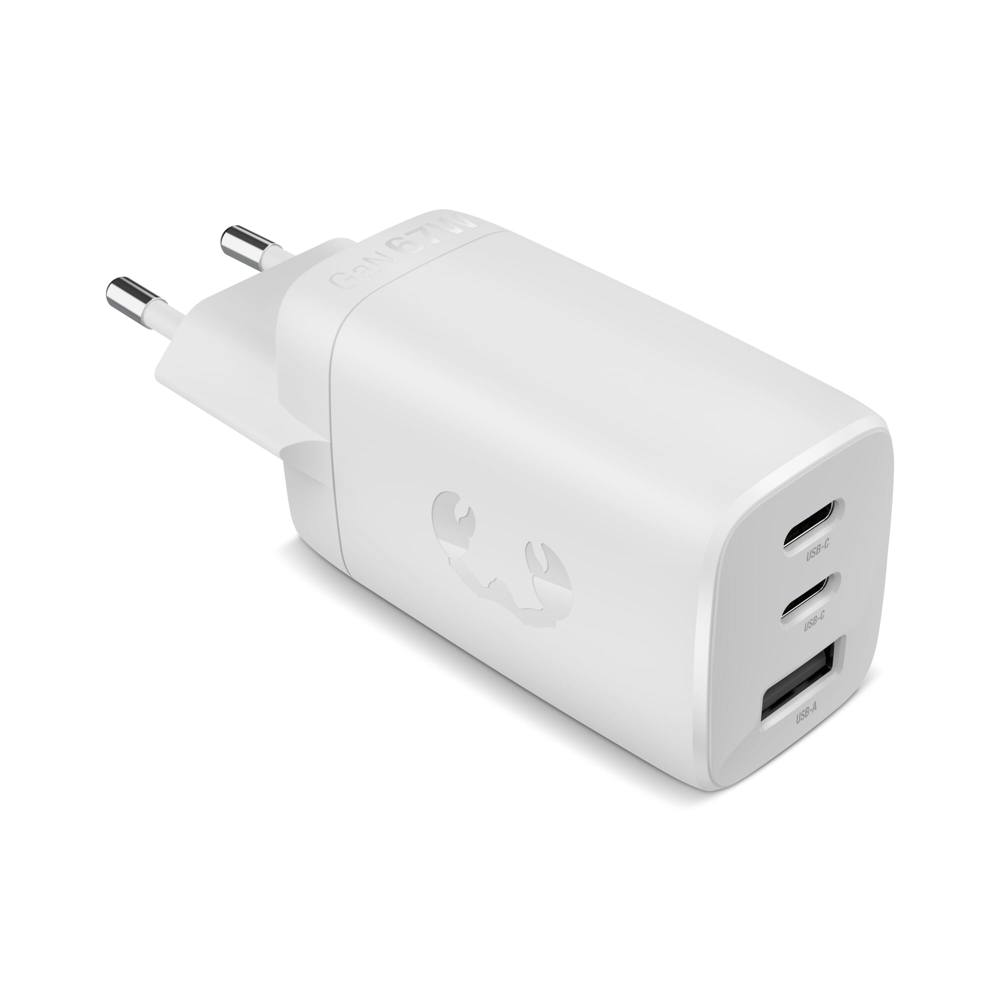 Fresh 'n Rebel 67W Laptop-Ladegerät GaN USB-C und USB-A - Hellgrau