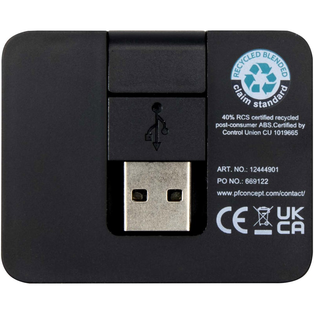Gaia 4 Port USB Hub mit USB-A- und Typ-C-Ausgang und zwei Eingängen aus recyceltem Kunststoff