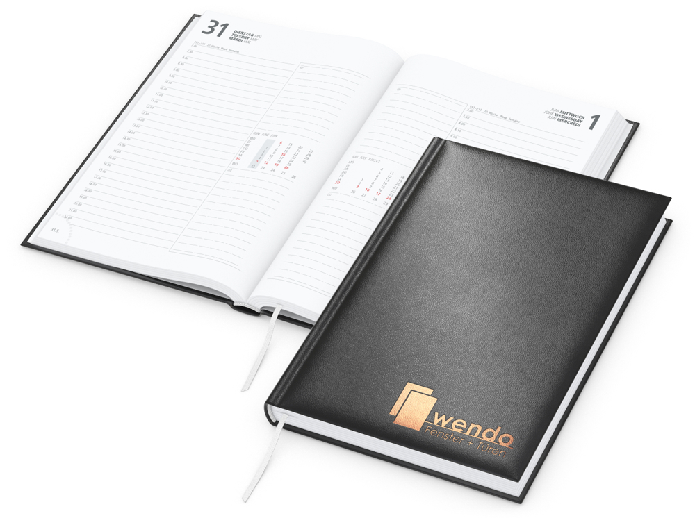 Buchkalender Image Bestseller inkl. Prägung - schwarz