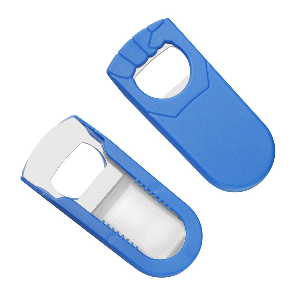 Flaschenöffner mit Verschluss "Faust" - blau