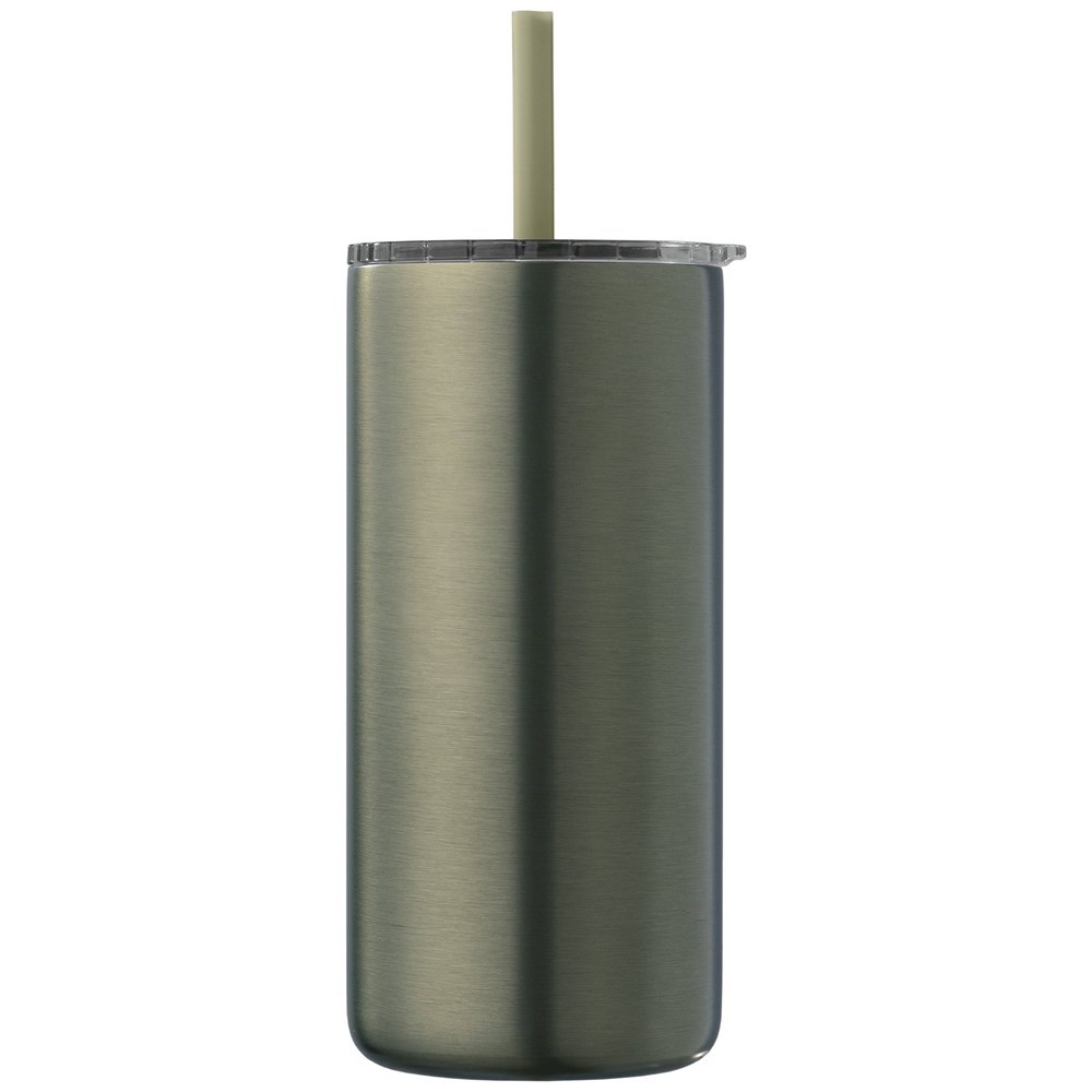 Borealis  Recycling-Edelstahlbecher mit Trinkhalm - 475 ml